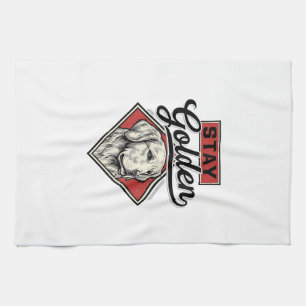 Bleib Golden Retriever Vintage Hund Vektor Design_ Geschirrtuch