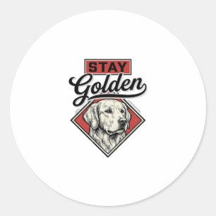Bleib Golden Retriever Vintage Hund Vektor Design_ Runder Aufkleber