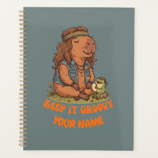 Bleib Groovy Capybara Süß Retro Individuell Planer