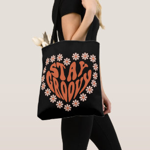 Bleib Groovy Florales Herz Tasche