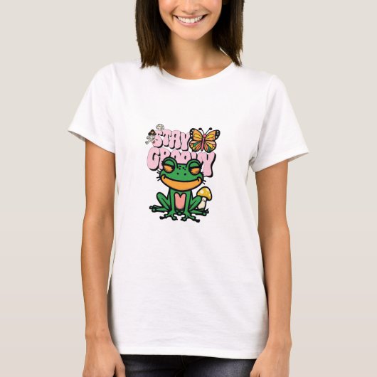 Bleib groovy Frosch T-Shirt (Vorderseite)