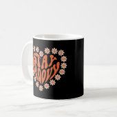 Bleib groovy Herz mit Blumen Kaffeetasse (Vorderseite Links)