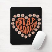 Bleib groovy Herz mit Blumen Mousepad (Mit Mouse)