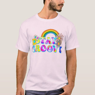 Bleib groovy - Hippie-Tie-Dye-Regenbogenblumen T-Shirt