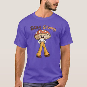 Bleib groovy lächelnder Pilz 70er Retro Freunde T-Shirt