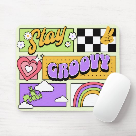 Bleib Groovy Retro-Ästhetik Mousepad (Mit Mouse)