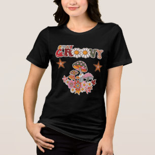 Bleib Groovy Retro Pilz & Gänseblümchen Vintage Tri-Blend Shirt
