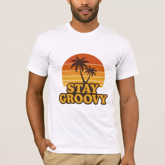 Bleib Groovy Retro-Sonnenuntergangs-T-Shirt T-Shirt