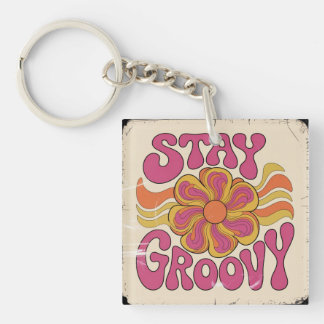 Bleib groovy schlüsselanhänger