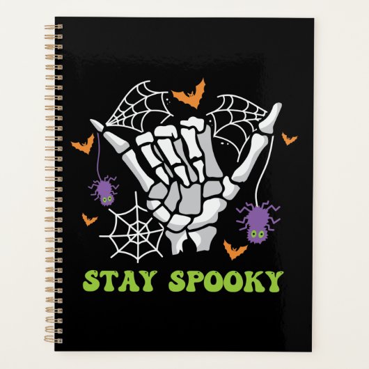 Bleib Gruselig Halloween Skeletthand Planer (Vorderseite)