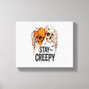 Bleib gruselig PNG, Retro-Totenkopf Halloween Leinwanddruck