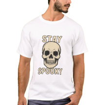 Bleib Gruselig Vintage-Totenkopf-T-Shirt, Tattoo-S