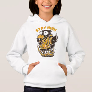 Bleib High Funny Crow Cartoon Streetwear Grafik Hoodie