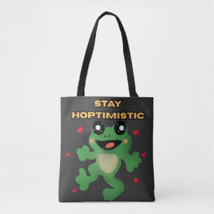 Bleib Hoptimistisch Süßer Frosch Wortwitz Lustiger Tasche