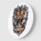 Bleib hungrig Tiger Motivationsdesign Große Wanduhr (Winkel)