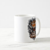 Bleib hungrig Tiger Motivationsdesign Kaffeetasse (VorderseiteRechts)