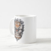 Bleib hungrig Tiger Motivationsdesign Kaffeetasse (Vorderseite Links)