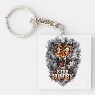 Bleib hungrig Tiger Motivationsdesign Schlüsselanhänger
