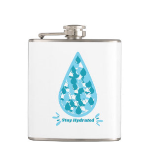 Bleib hydriert blau und weiß flachmann