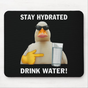 Bleib hydriert, trinke Wasser, lustiger Meme-Ente Mousepad