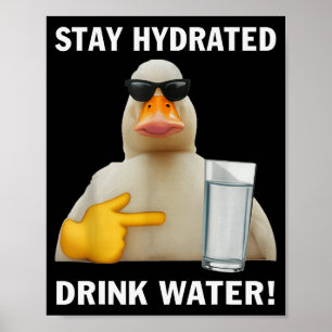Bleib hydriert Trinke Wasser Lustiges Meme Ente  Poster