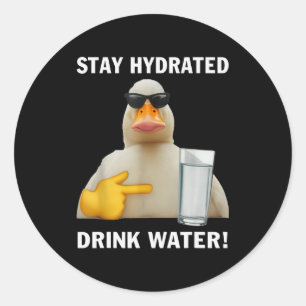 Bleib hydriert Trinke Wasser Lustiges Meme Ente Runder Aufkleber