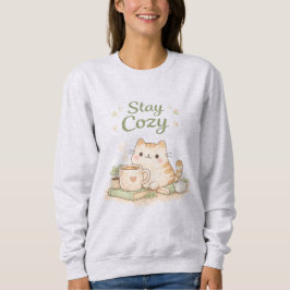 Bleib Kuschelig Kawaii Süße Kätzchen Katze Kaffee  Sweatshirt