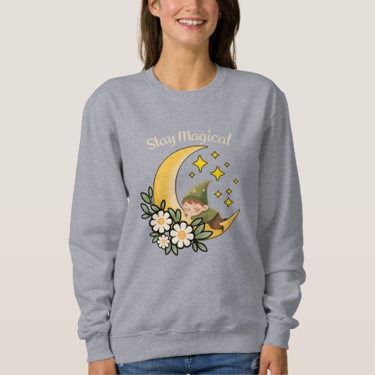 Bleib Magisch Gnom auf dem zunehmenden Mond  Sweatshirt (Vorderseite)