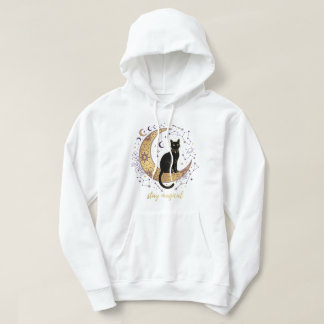 Bleib Magisch Schwarze Katze Mond Himmlische Hexer Hoodie