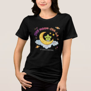Bleib Moon-Cha-La Niedlich Halber Mond & Sterne Ka Tri-Blend Shirt