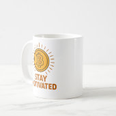Bleib Motiviert Bitcoin Tasse (Vorderseite Links)