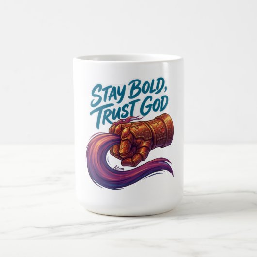 Bleib Mutig, Vertraue Gott Cyber-Handschuh Grafik  Kaffeetasse (Mittel)