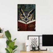 Bleib neugierig Eule liest Kunstprint - Bücherlieb Poster (Heimbüro)