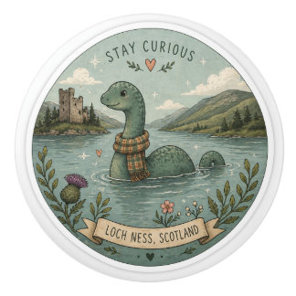 Bleib neugierig gemütlich Kryptid Nessie Loch Ness Keramikknauf