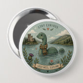 Bleib neugierig gemütliches Kryptid Nessie Loch Ne Button (Vorne & Hinten)