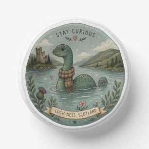 Bleib neugierig gemütliches Kryptid Nessie Loch Ne Pappteller