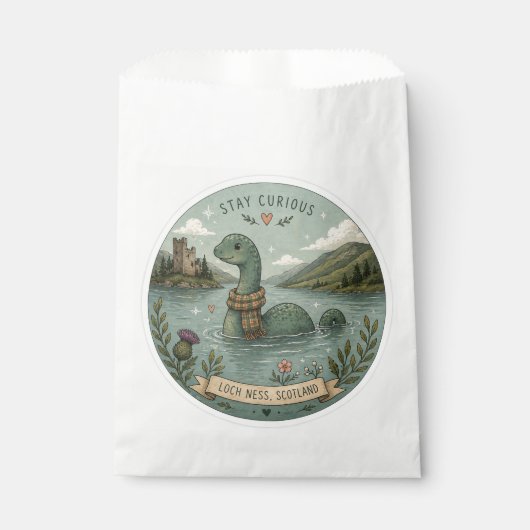 Bleib neugierig gemütliches Kryptiden Nessie Loch Geschenktütchen (Vorderseite)