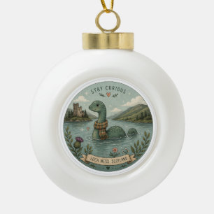 Bleib neugierig gemütliches Kryptiden Nessie Loch Keramik Kugel-Ornament