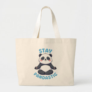Bleib Pandastisch T-Shirt, Lustiger Panda Meditati Jumbo Stoffbeutel