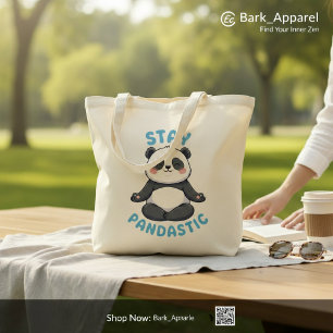 Bleib Pandastisch T-Shirt, Lustiger Panda Meditati Tragetasche