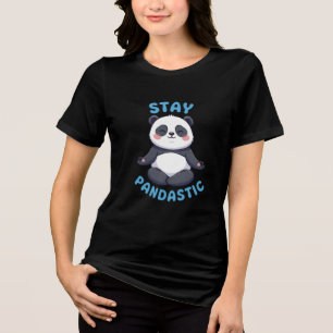 Bleib Pandastisch T-Shirt, Lustiger Panda Meditati Tri-Blend Shirt