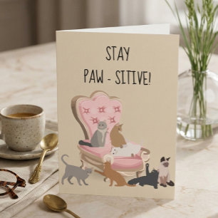 Bleib Paw-sitiv Positiv Lustige Katze Denkt An Dic Karte