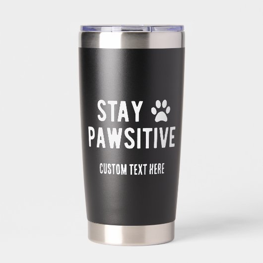 Bleib Pawsitiv Individueller Name Thermobecher (Vorderseite)