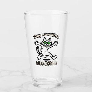 Bleib Pawsitiv Katze Glas