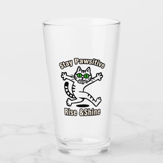 Bleib Pawsitiv Katze Glas (Vorderseite)