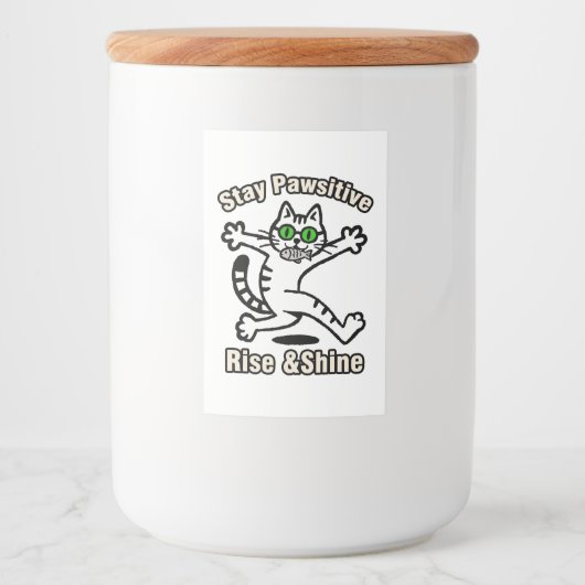 Bleib Pawsitiv Katze Lebensmitteletikett (Vorderseite)