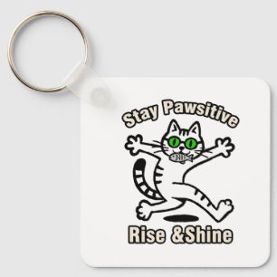 Bleib Pawsitiv Katze Schlüsselanhänger