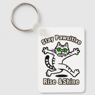 Bleib Pawsitiv Katze Schlüsselanhänger
