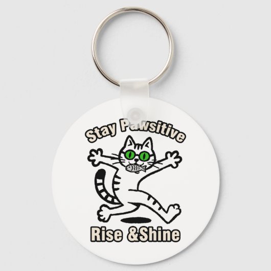 Bleib Pawsitiv Katze Schlüsselanhänger (Vorderseite)