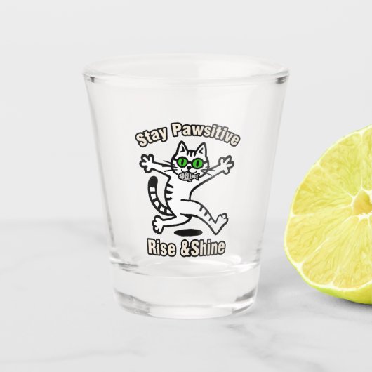 Bleib Pawsitiv Katze Schnapsglas (Vorderseite)
